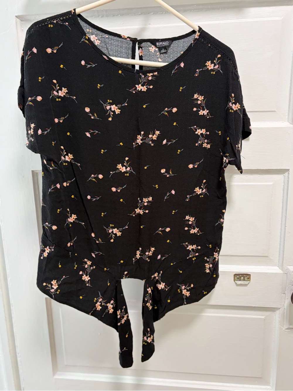 Buffalo Black Floral Tie-Front Top